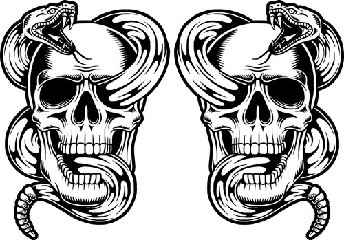 Tribal skull snake tattoo - tribal,