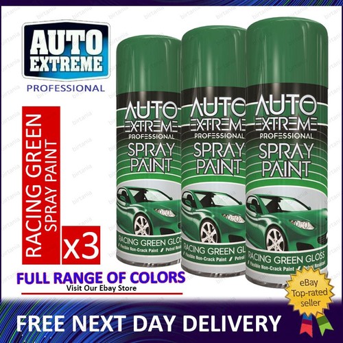 Green racing spray paint - 3x,